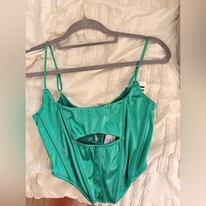 Green Satin Corset Top